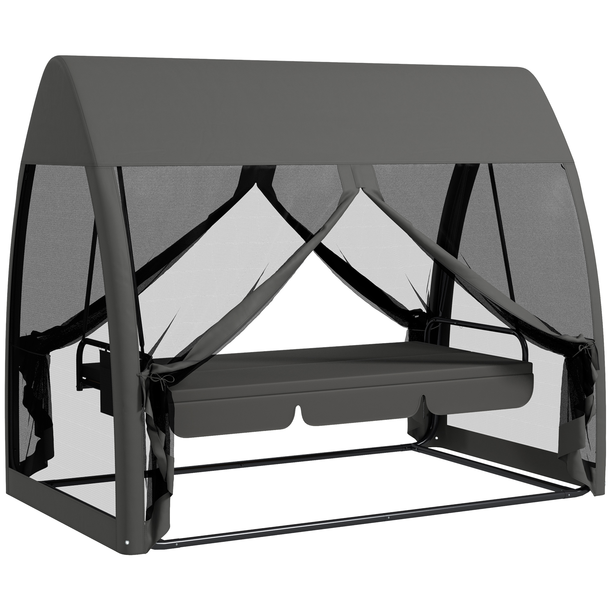 Volně stojící zahradní houpačka 2v1, 189 x 48 cm pro 3 osoby s funkcí ležení