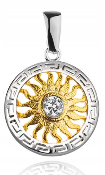 

Srebrny Pozłacany Wisiorek Słońce CYRKONIA.925!24K