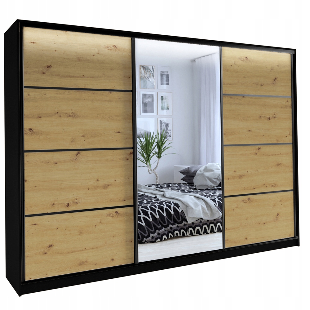 Szafa przesuwna z lustrem 280 artisan czarny LOFT