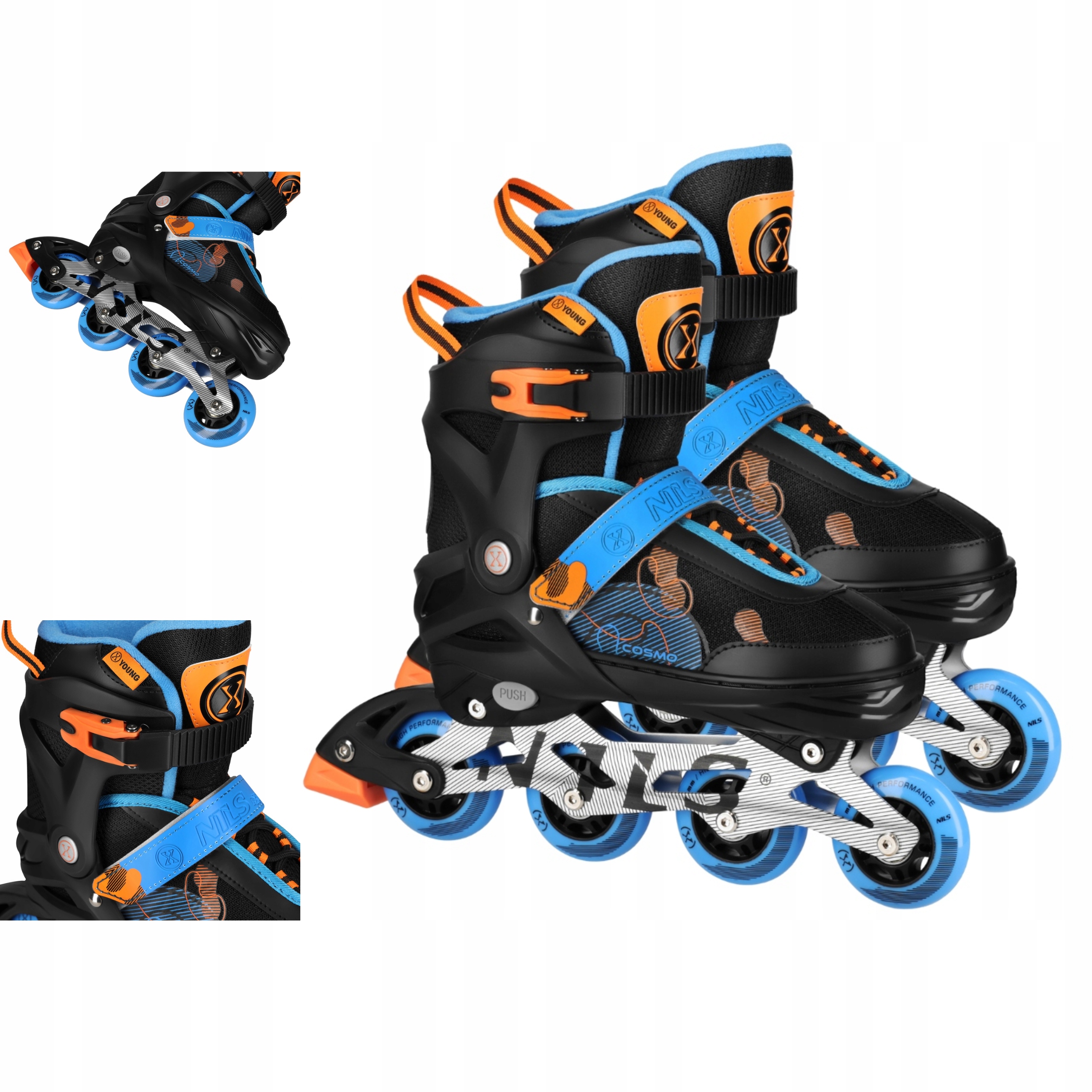 Brusle 2v1 Nils Extreme NA13808 Cosmo Modré L 38-41 Kaučuk Regulace