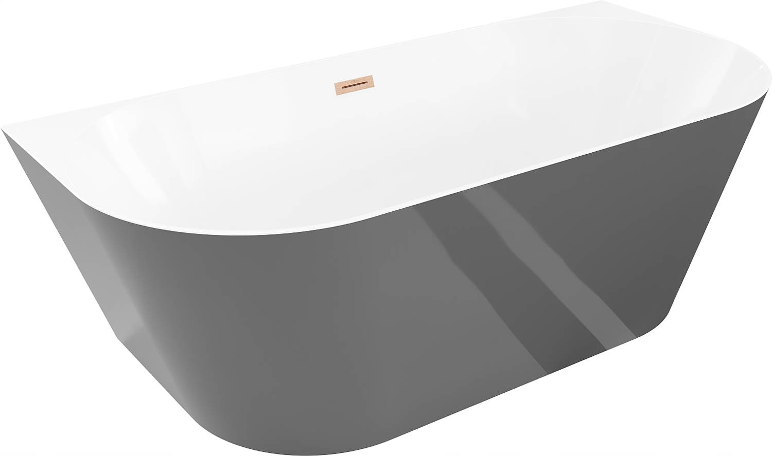 Wanna wolnostojąca przyścienna 170x80 Mexen Oval Slim biała/szara miedź