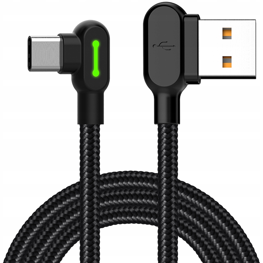Kabel McDodo USB - USB typ C kątowy 0,5 m czarny