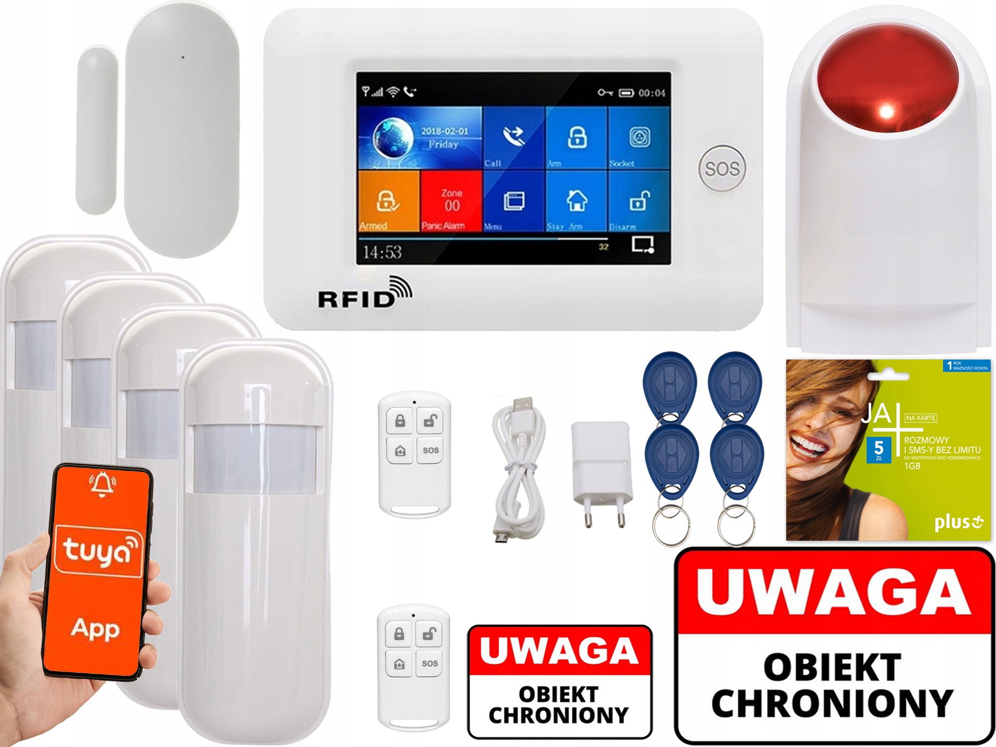 ALARM BEZPRZEWODOWY GSM SYRENA APP POLSKI WIFI