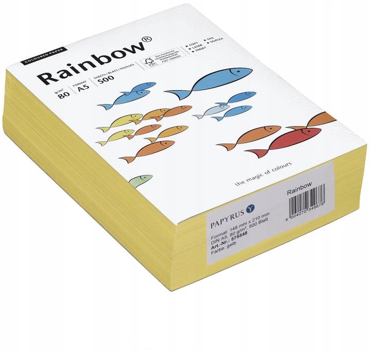 

Papier ksero Rainbow A5 80g 500 arkuszy żółty