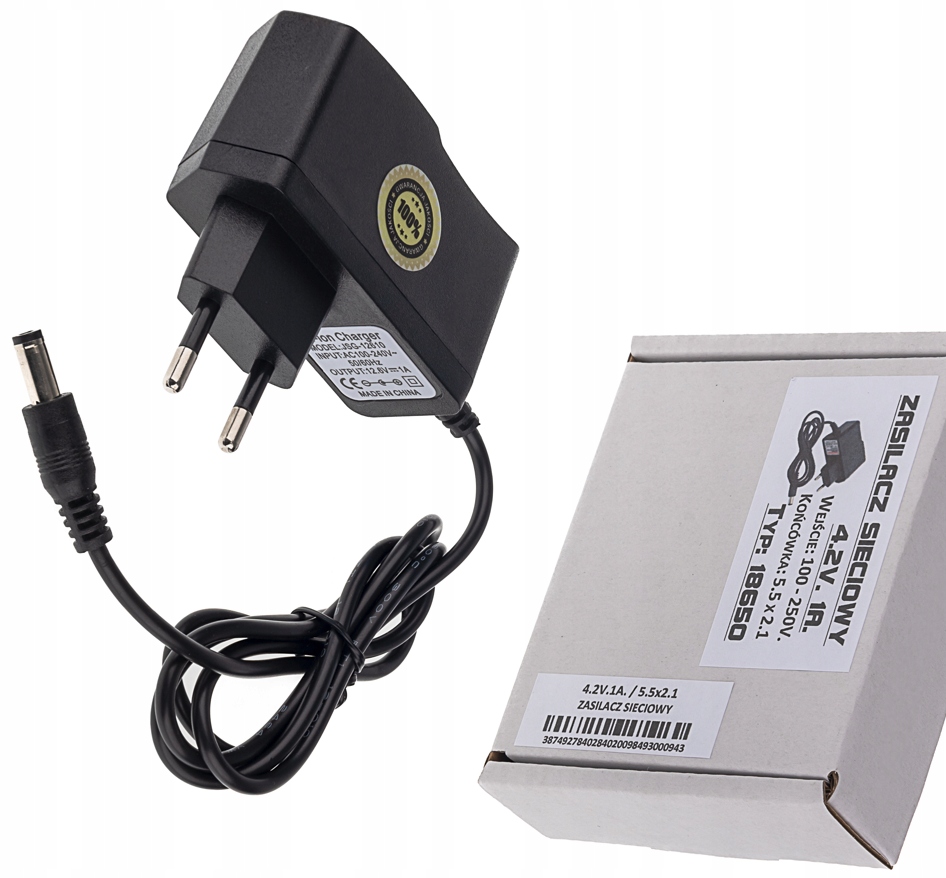

Ładowarka Sieciowa Zasilacz 4.2V 1A (5.5x2.1)