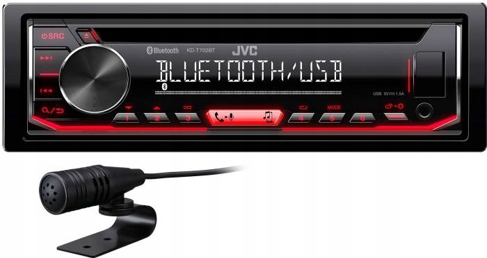 JVC KD-T702BT RADIO SAMOCHODOWE 1-DIN BT CD USB Komunikacja Bluetooth