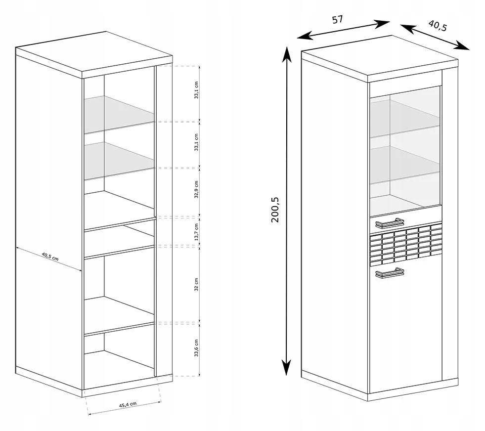 Witryna w stylu boho NATURAL N-4 Kratka Głębokość mebla 40.5 cm