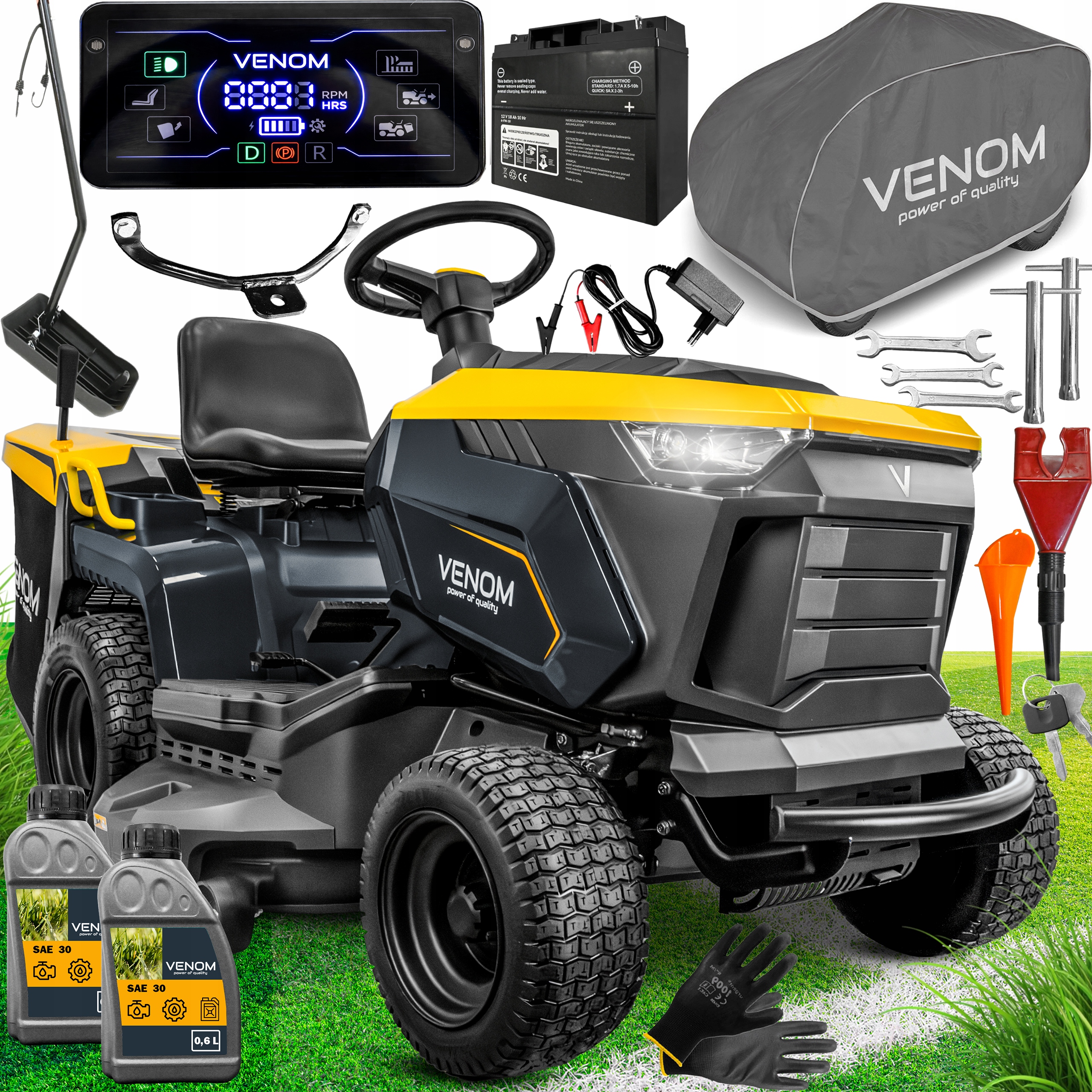 Zahradní Traktor Venom 102 cm Loncin 635cc 280L Hydro Led Mulčovač 2 Válce