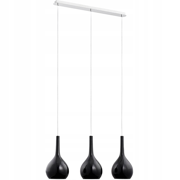 Jemná trojbodová lampa Vetro Black III s kvapkami atramentu do kuchyne