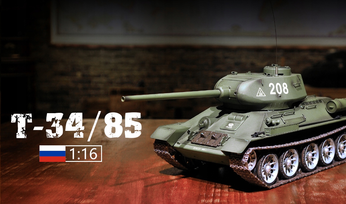 Tank na dálkové ovládání ASG/IR/zvuk/kouř 1:16 Russia Medium Tank T-34/85