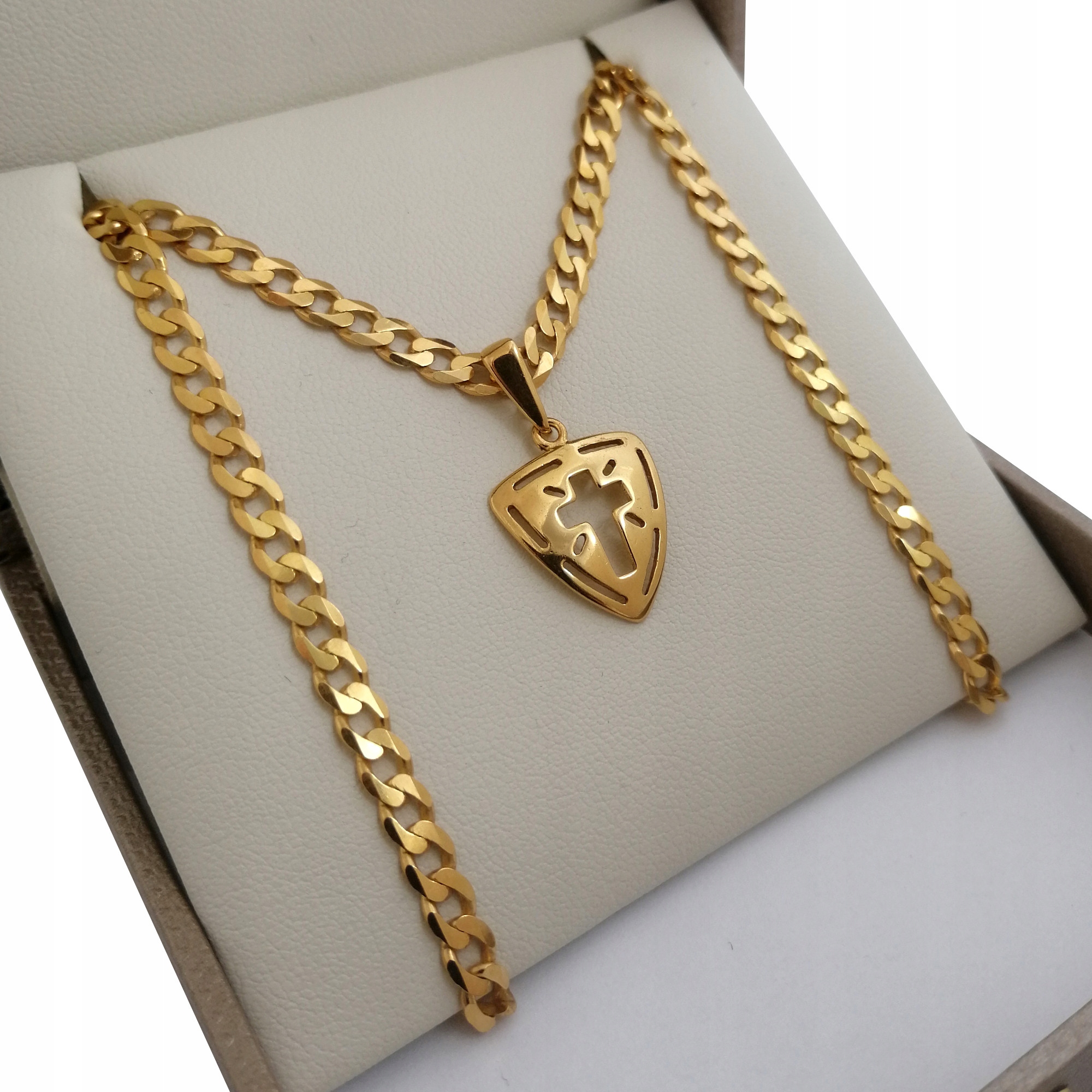 

Złoty Łańcuszek Pancerka+medalik 24 Karaty Prezent