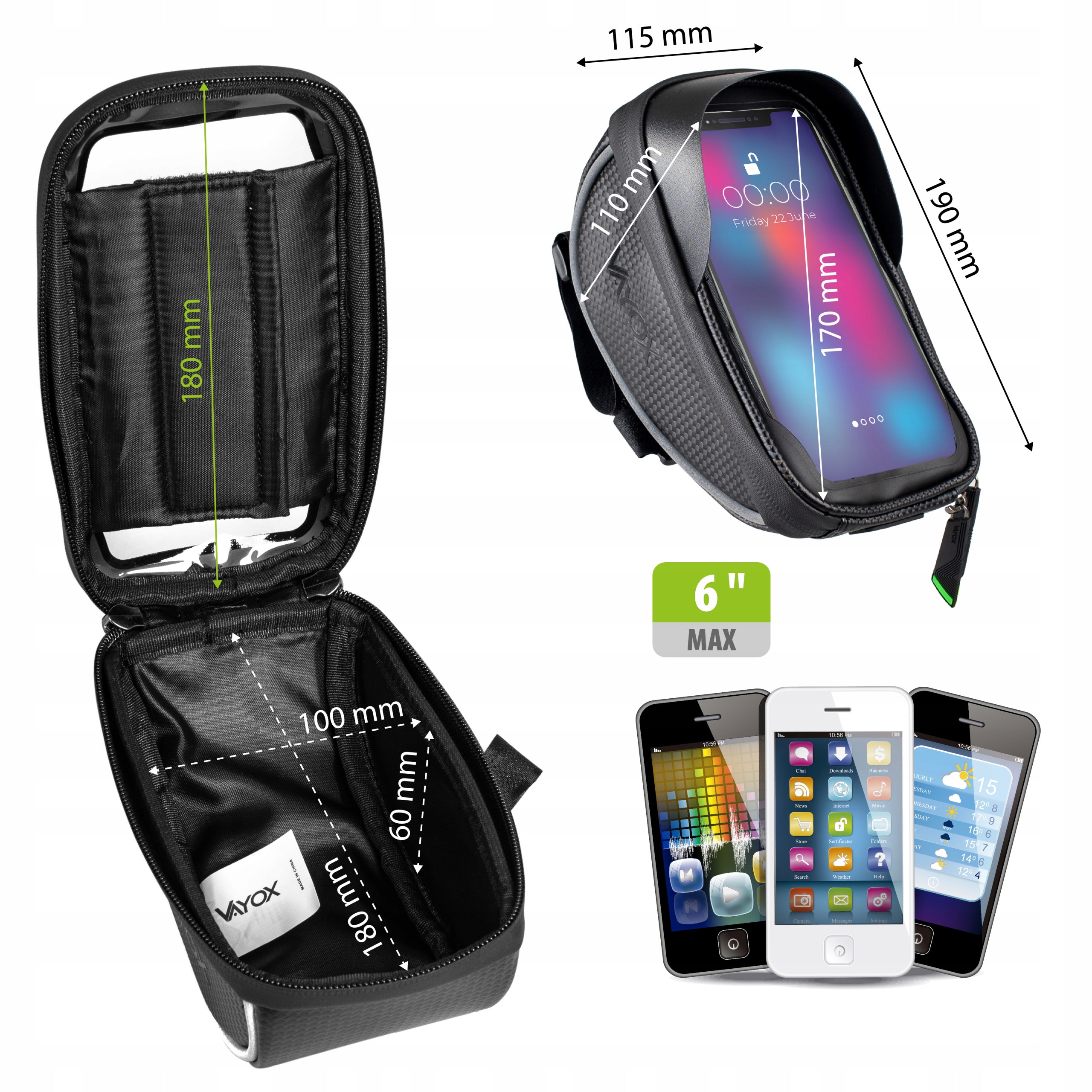 SAKWA ROWEROWA UCHWYT NA KIEROWNICE ETUI NA TELEFON WODOODPORNA VAYOX Montaż na przód