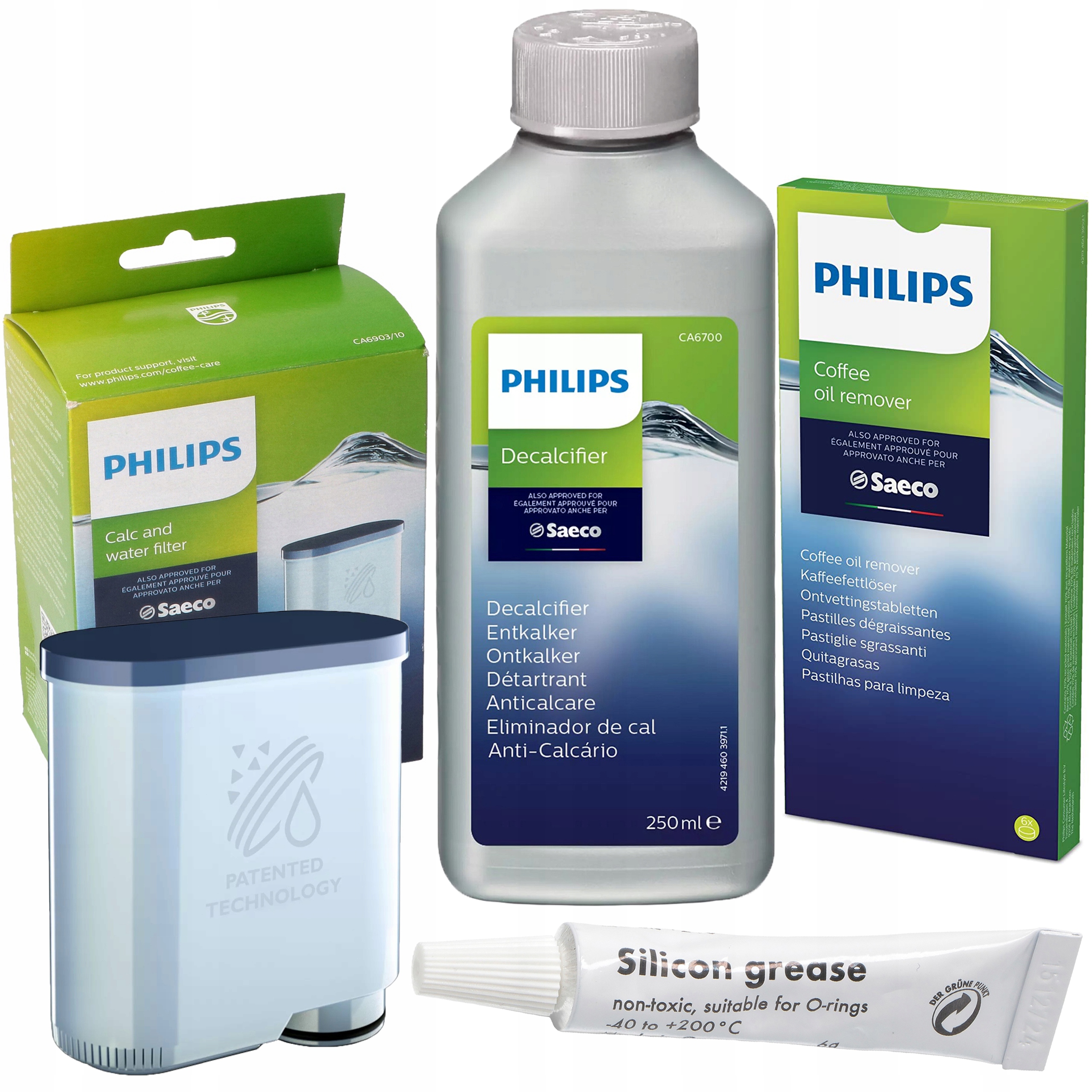 Zestaw do ekspresu Saeco Philips Latte Go Odkamieniacz Tabletki Filtr Smar