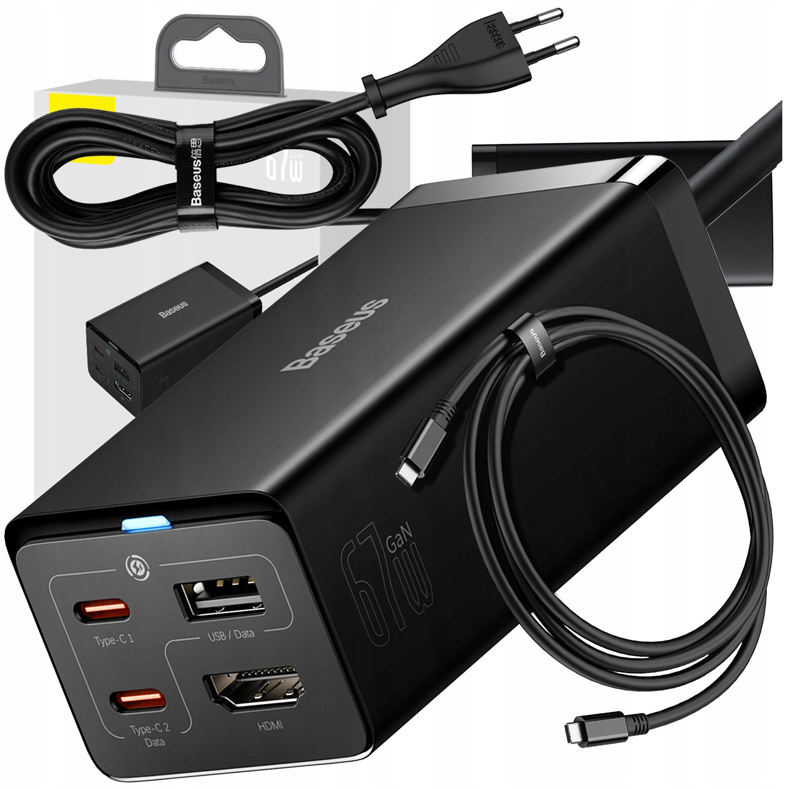 Nabíječka Usb-c x2 Usb-a 67W Usb Hub Hdmi 4K 30Hz Rychlá Nabíječka Baseus