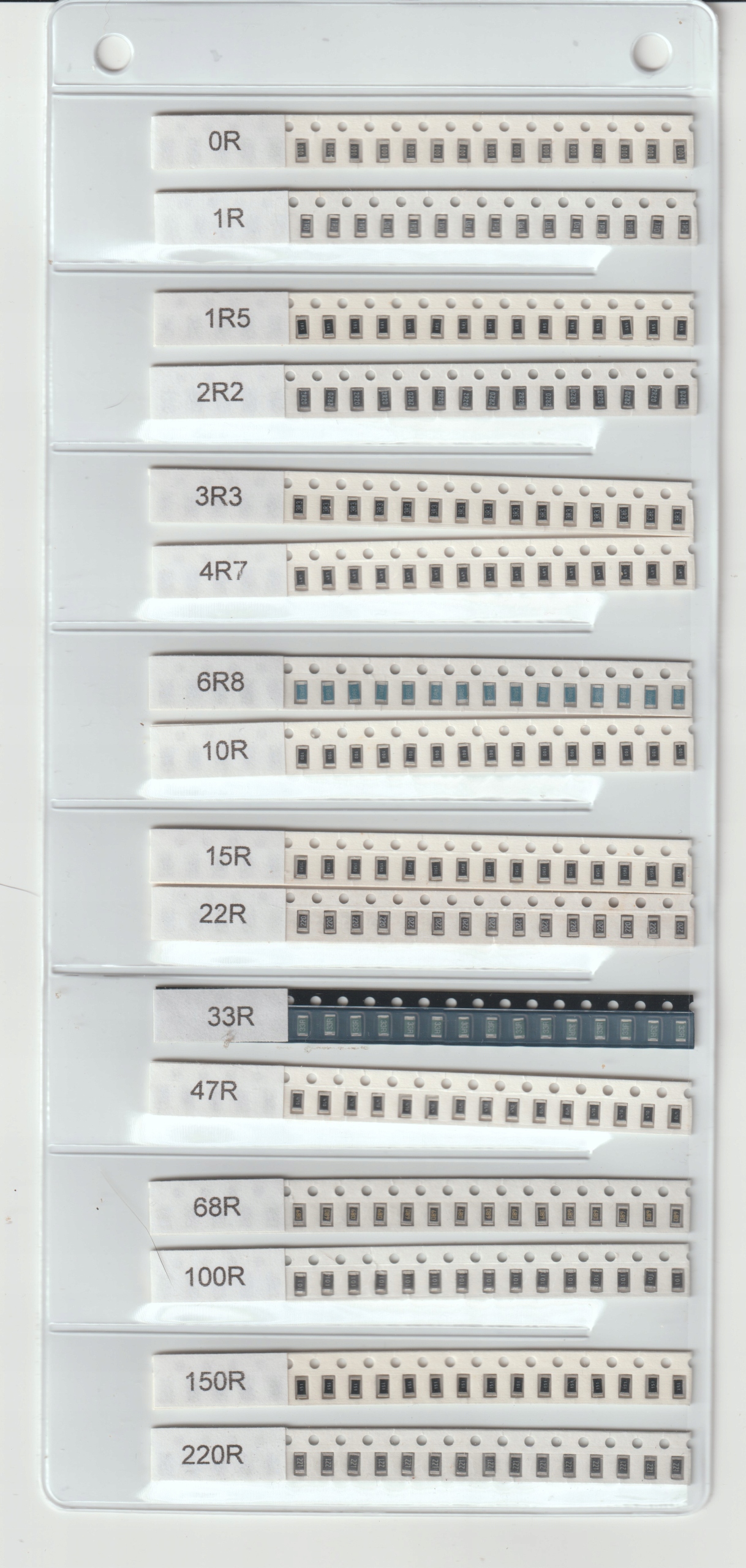 [880szt] Zestaw Rezystorów Smd 1206 0R-10M Szereg E-6 44 Wartości x 20 szt