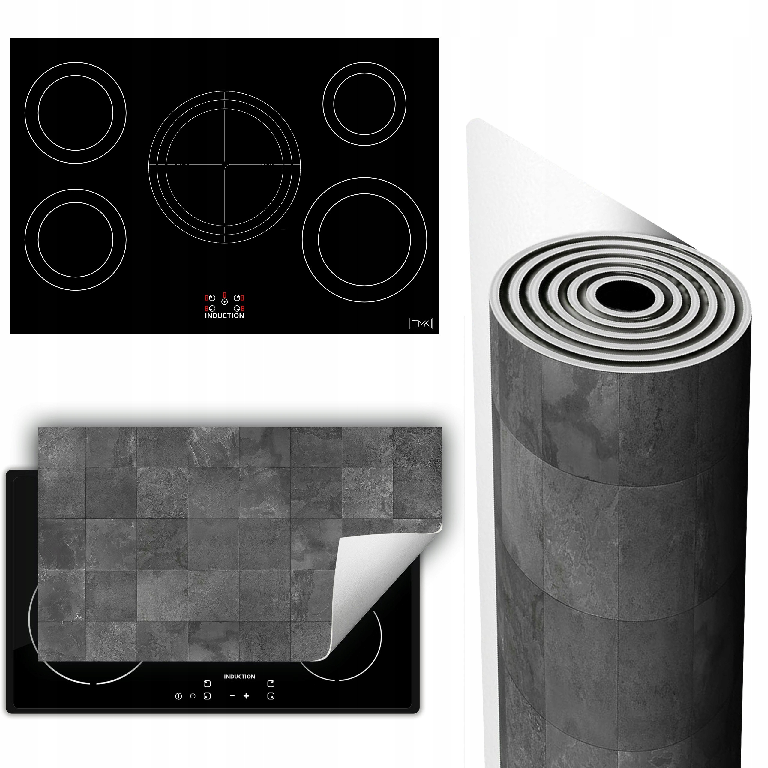 Vinylová Podložka Ochrana Sporáku Desky 90x52 šedá dlaždice