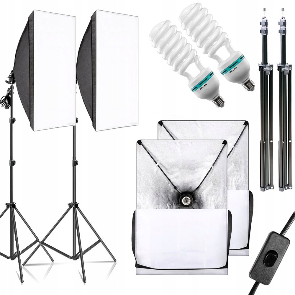 

2x Zestaw Światło Ciągłe Softbox 50x70 400W statyw