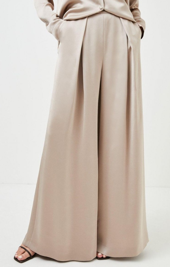 Karen Millen Saténové Kalhoty Palazzo Béžové 40 1A6E3_A* T5A