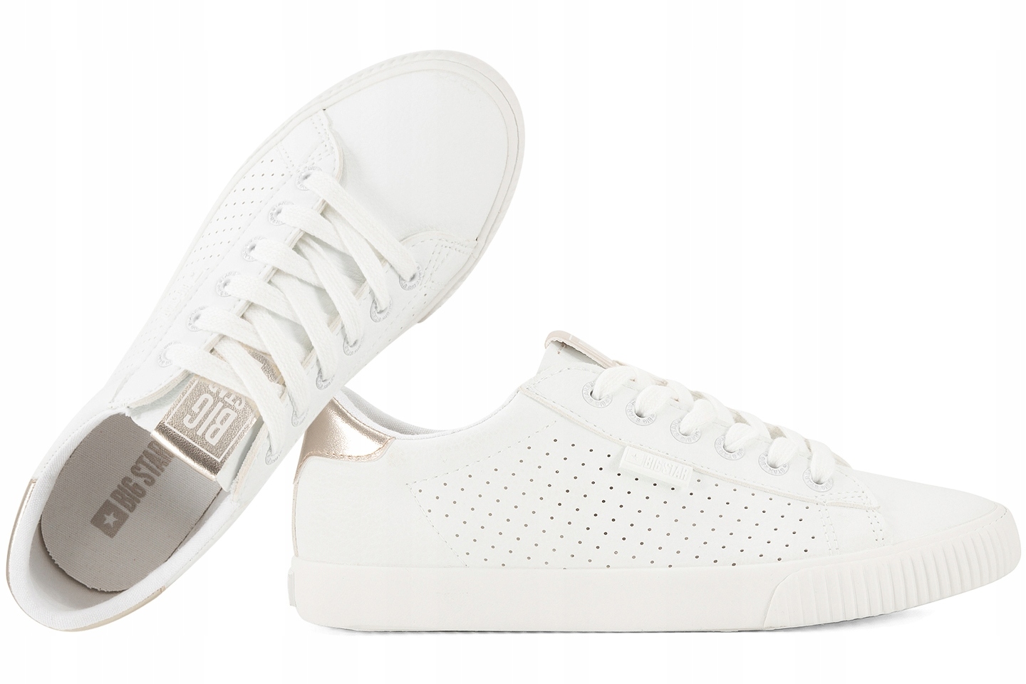 Big Star TT274020 Ažurové Polokozačky Dámské Tenisky Polobotky bílé 38