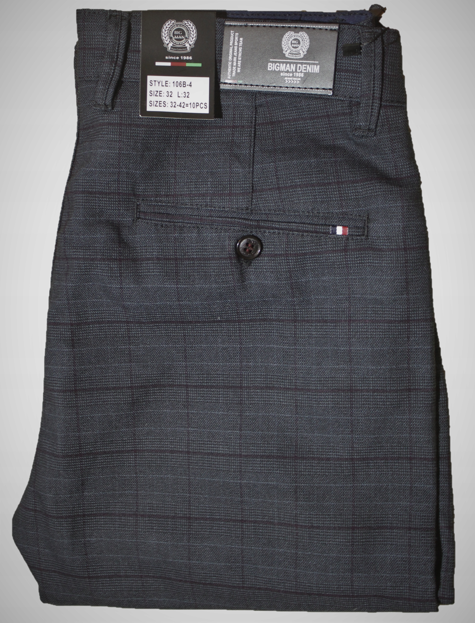 SPODNIE DŁUGA NOGAWKA KRATA CZARNE PROSTE L34 W37 Wzór dominujący kratka