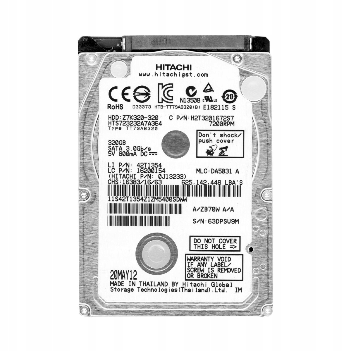 TravelStar Z7K320 320GB 7.2K 16MB Sata II 2.5'' HTS723232A7A364