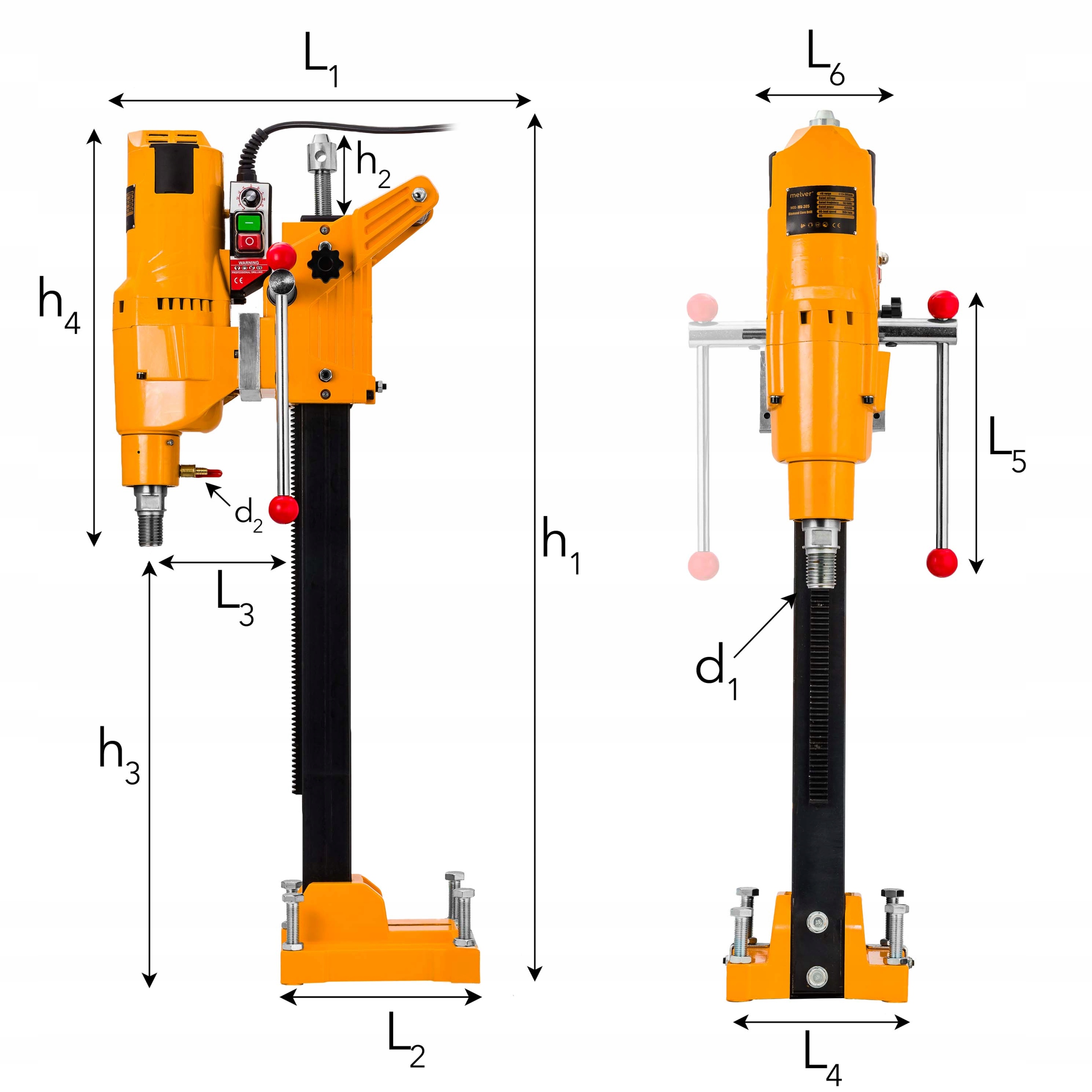 Wiertnica do betonu 3950 Watt FI 255 Hydronetka Zestaw 3 Marka melver