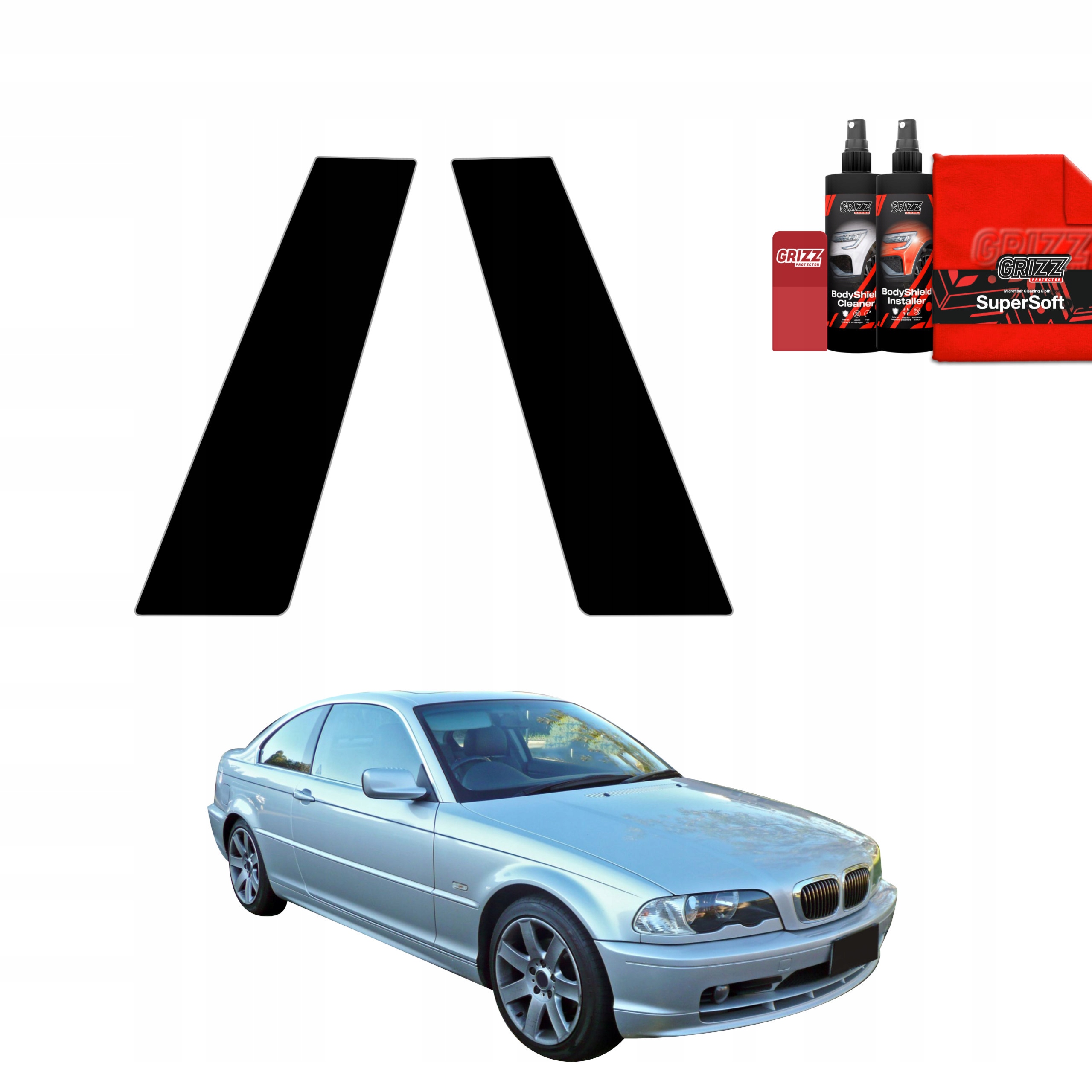 2v1 Černá fólie na sloupky pro Bmw 3 E46 Coupe Pre-LCI (1999-2002)