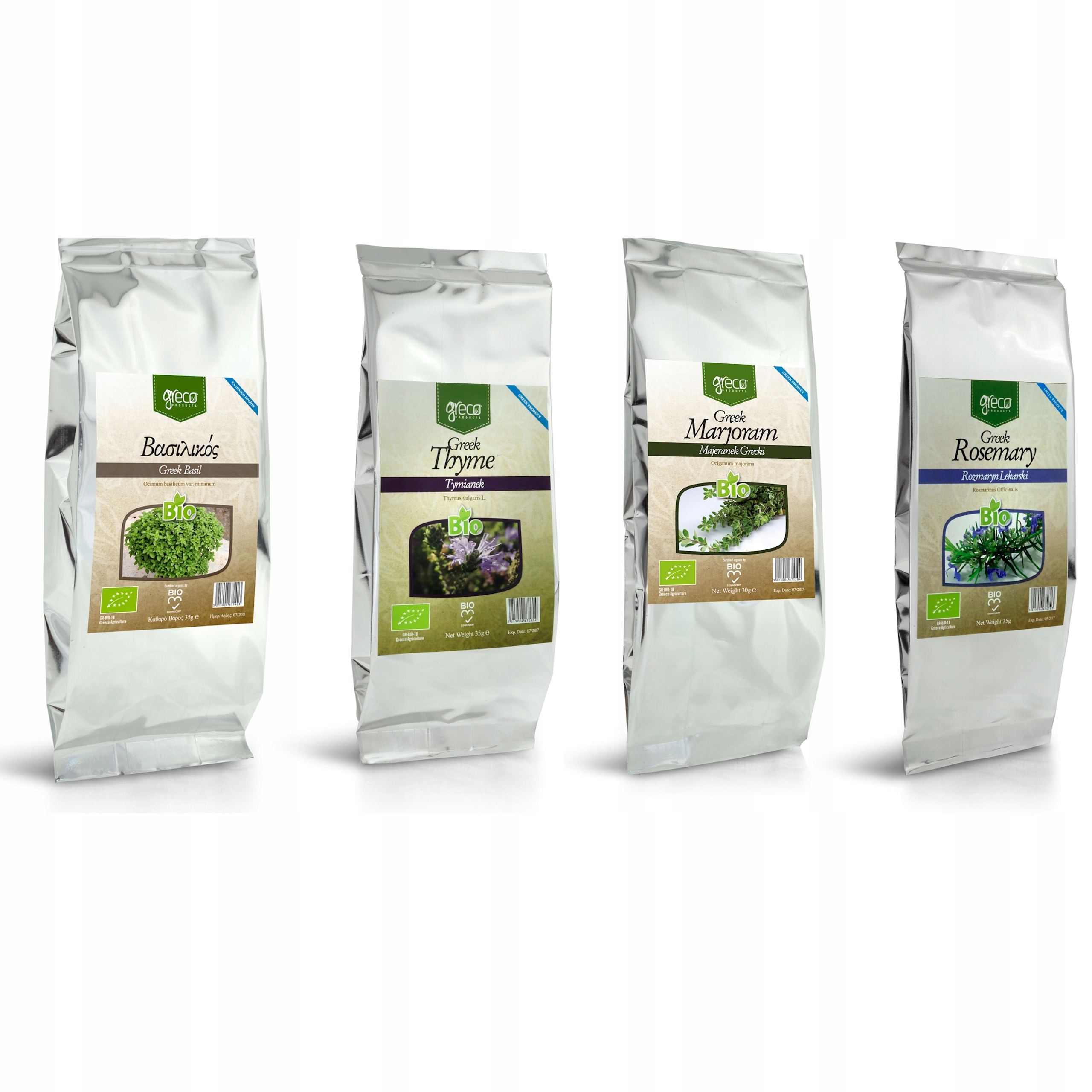 Levně Koření Řecký Tymián Majoránka Rozmarýn Bazalka – ekologické koření