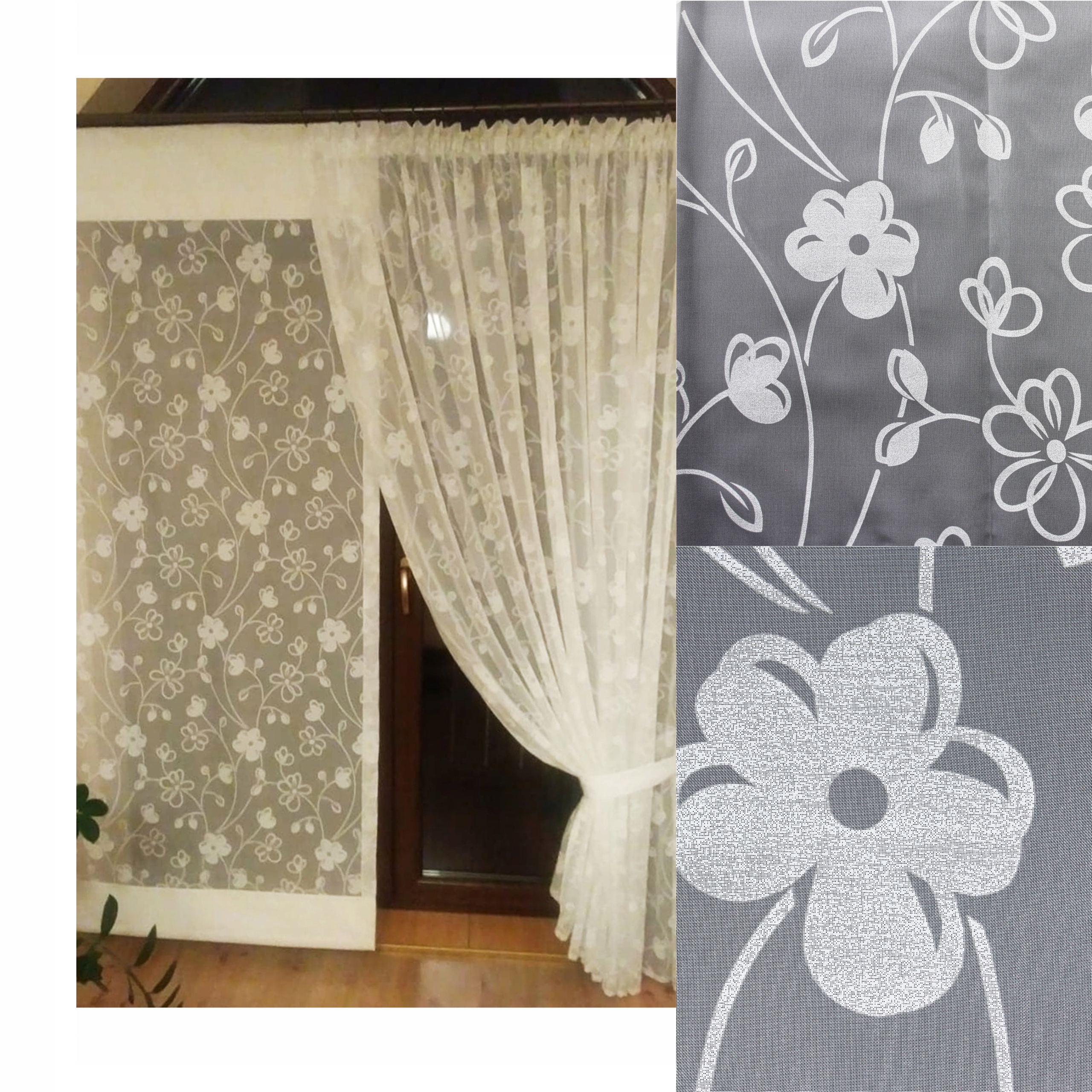 

Firanka fantazyjna woal w Kwiaty 300cm
