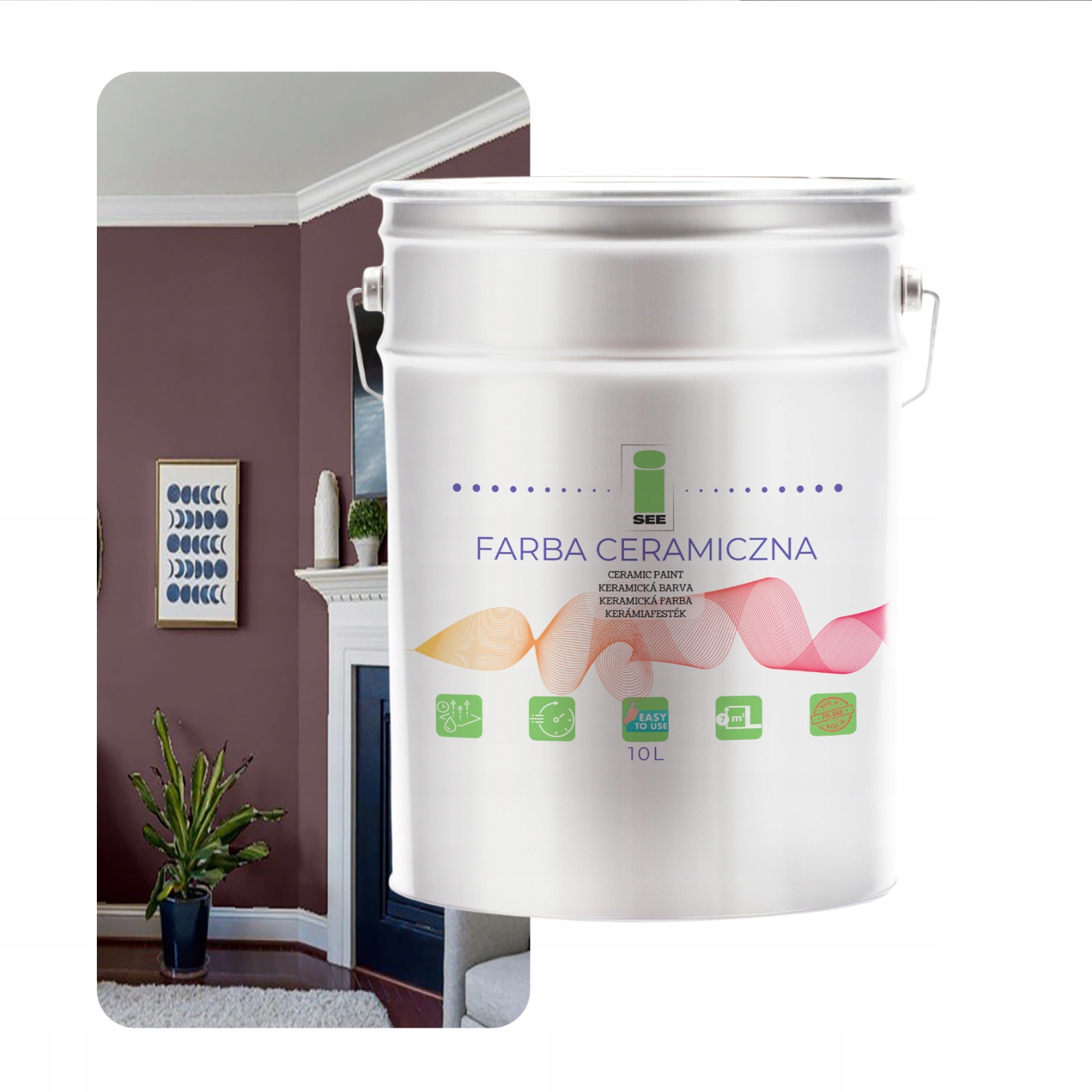 Keramická Farba Na Steny Umývateľná, Popolavá, Hnedá, 10 L, Odolná Voči Škvrnám
