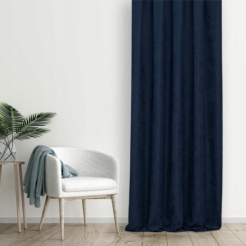 ZASŁONY EFE 150x310 GRANATOWY TAŚMA Na Wymiar Wzór gładki