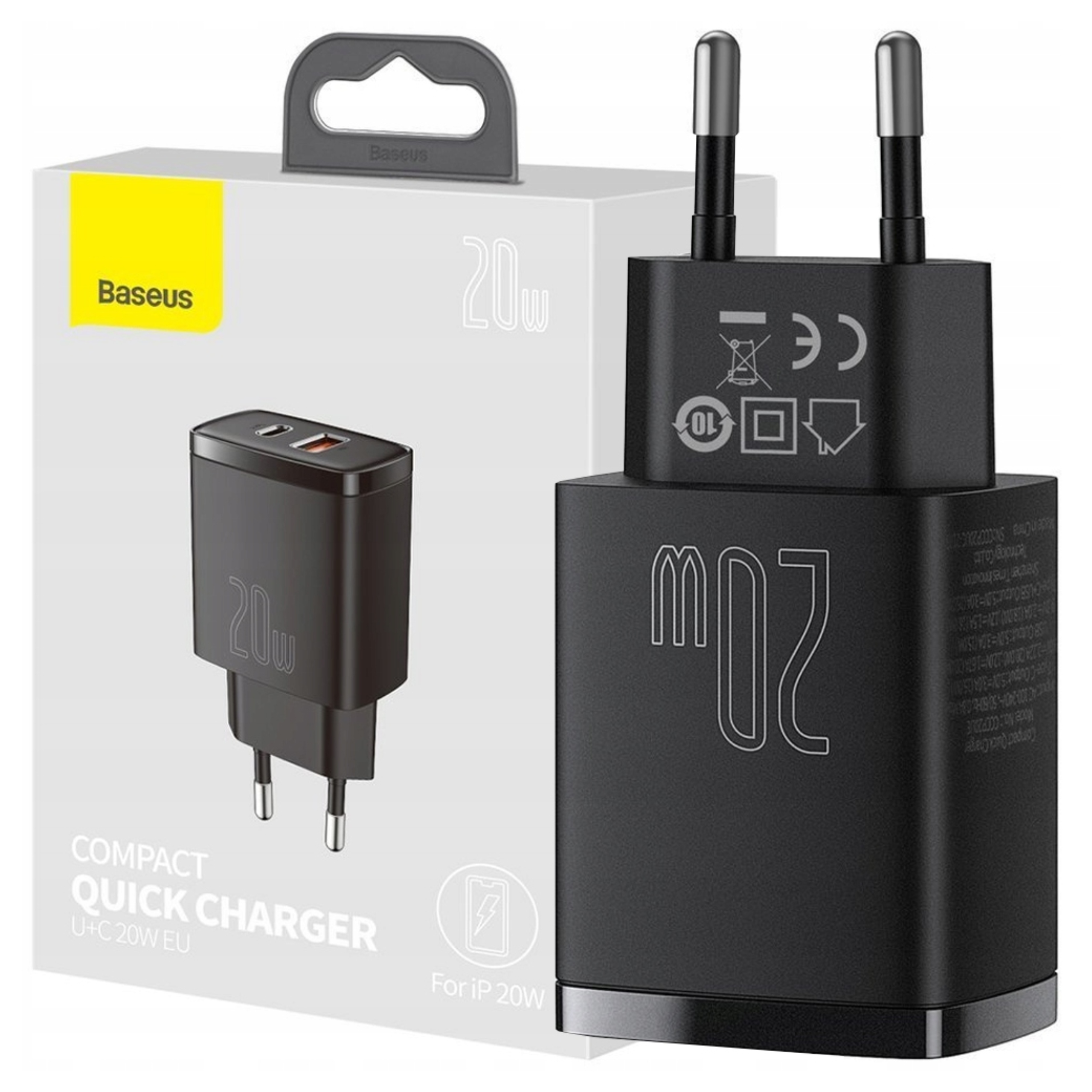 Baseus Ładowarka Sieciowa 20W Usb Usb-c Do Telefonów I Urządzeń Mobilnych