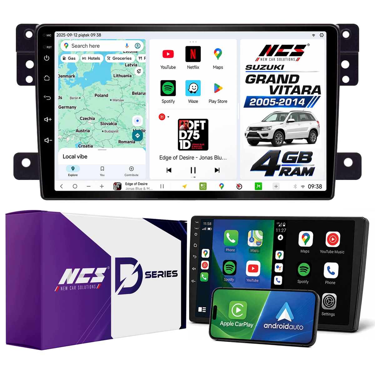 Rádio Navigace Ncs D9 Suzuki Grand Vitara 2005-2014 Android 4GB Lte 9″