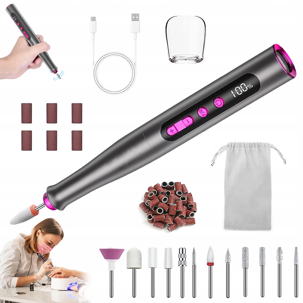 Bruska Na Nehty Mini Pen Pro Manikúru A Pedikúru Frézy