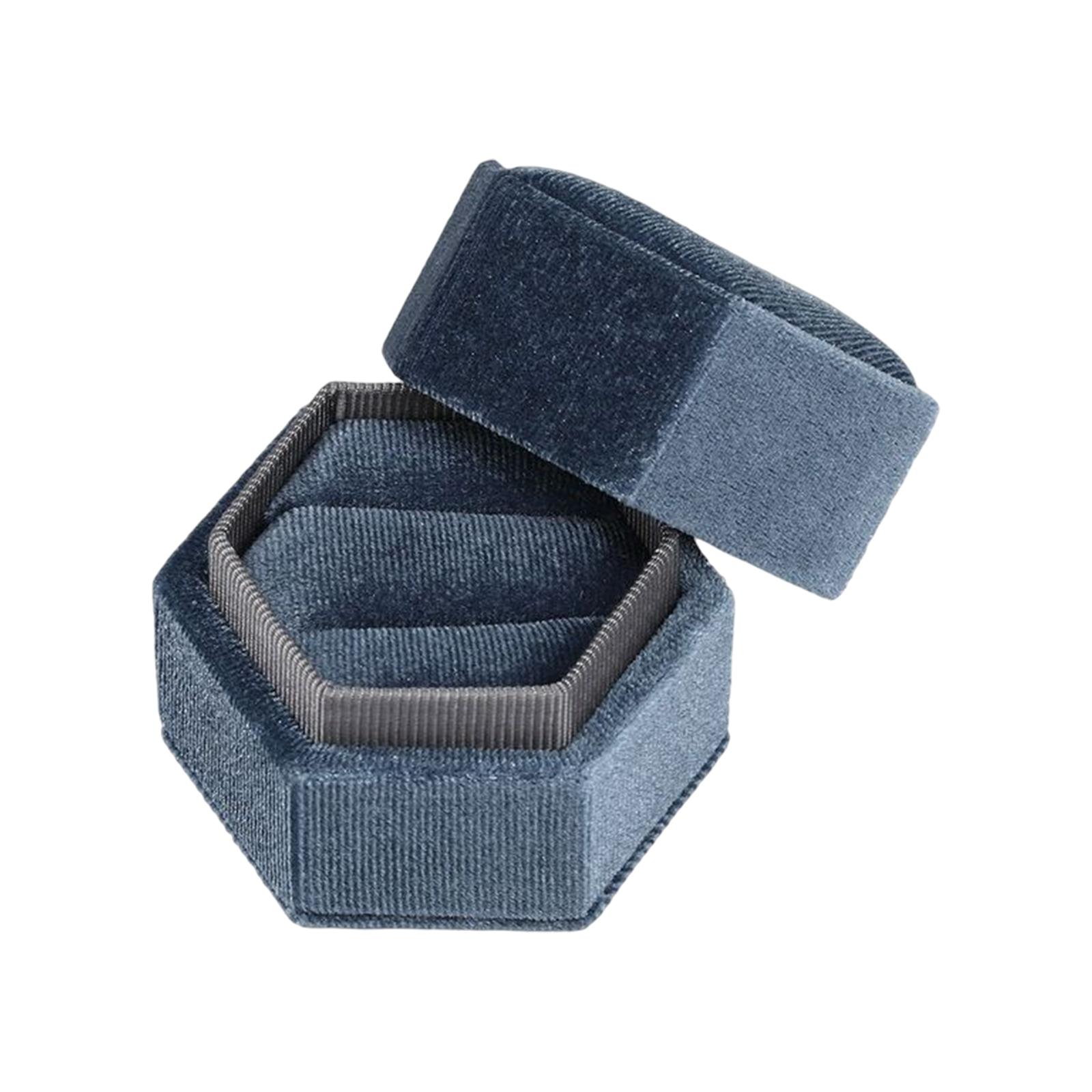 Ring Box Case Rings Bearer Earrings Box for Engagement Birthday Gray blue