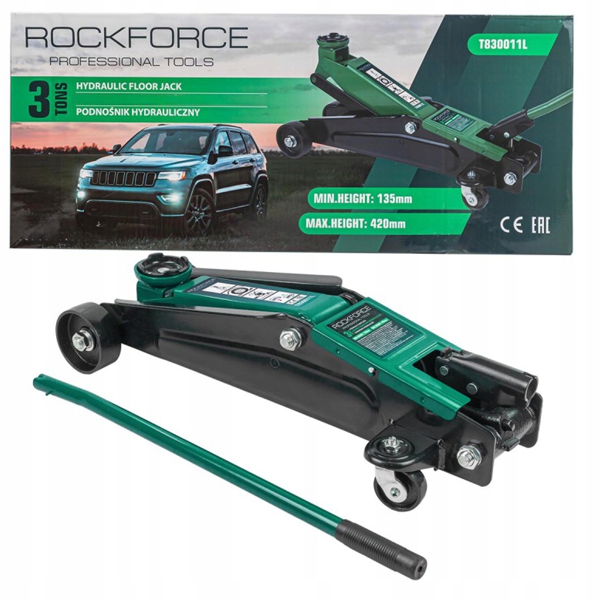 Hydraulický automobilový zdvihák do dielne žaba 3 t Rockforce