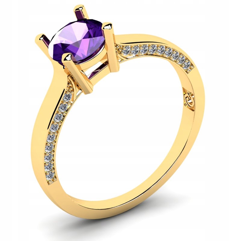 

Pierścionek Złoty Z Fioletową Cyrkonią Na Urodziny