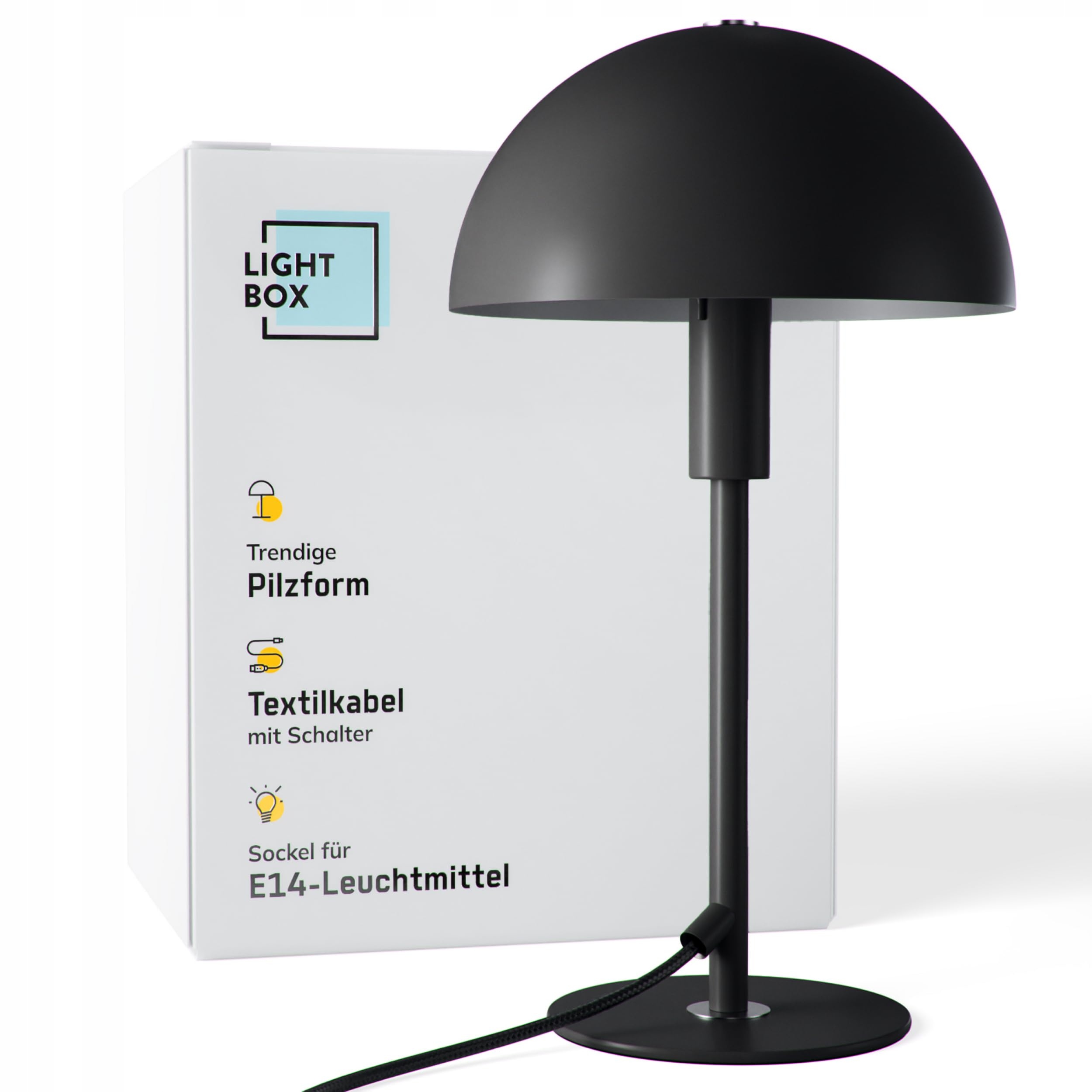Stolní lampa Pilz 36 cm černá Stylová pro domácnost a kancelář s vypínačem