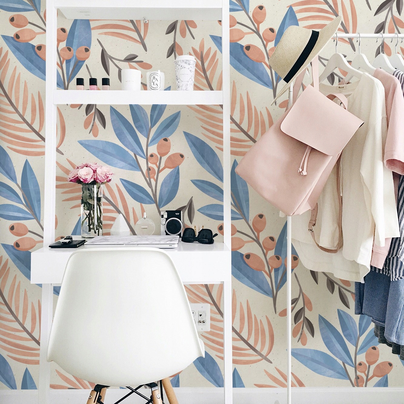 

Tapeta flizelinowa Kwiaty i liście 104x70 + klej