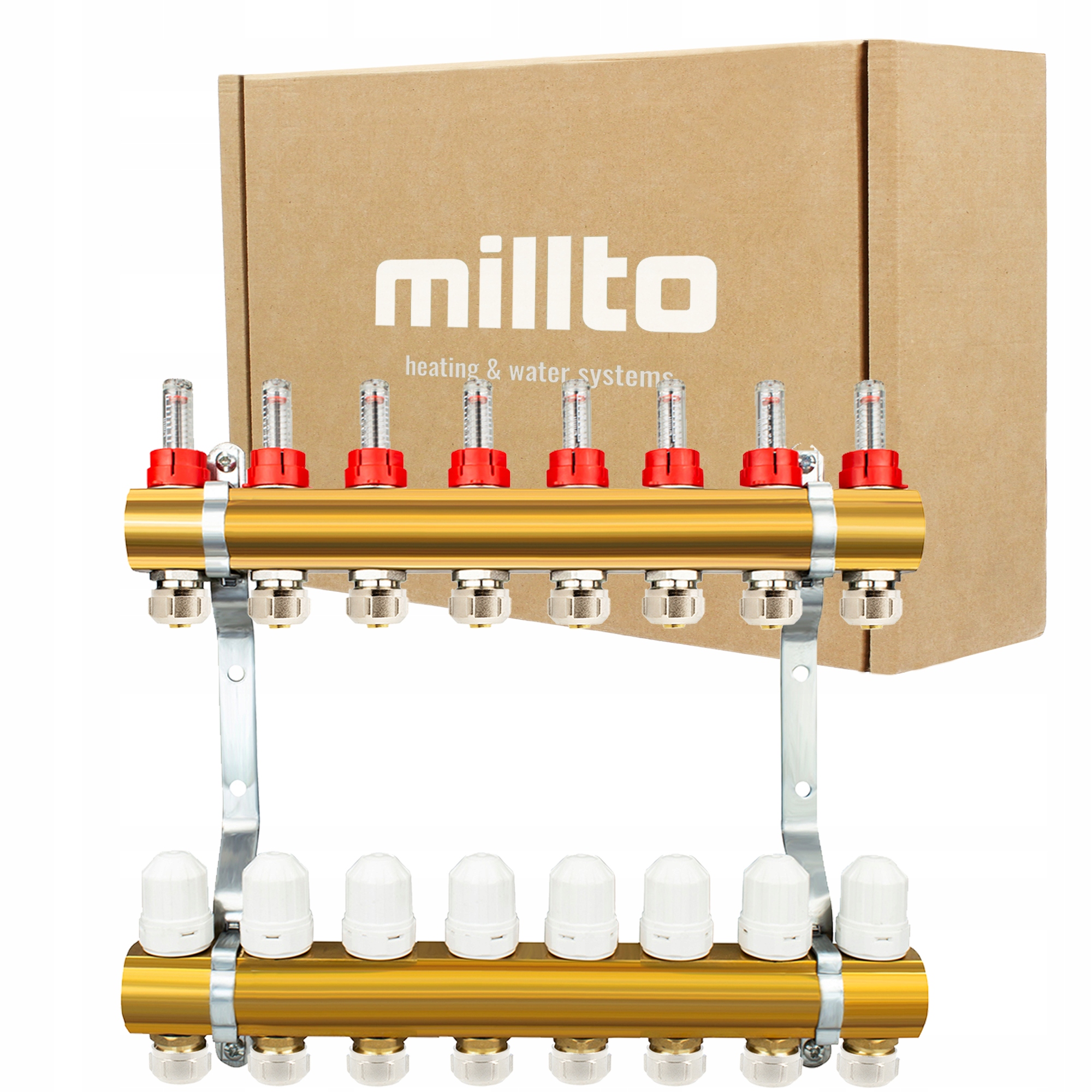Rozdeľovač Podlahovky 8 Sekcií podlahového vykurovania Adaptéry Pex Mosi 4F