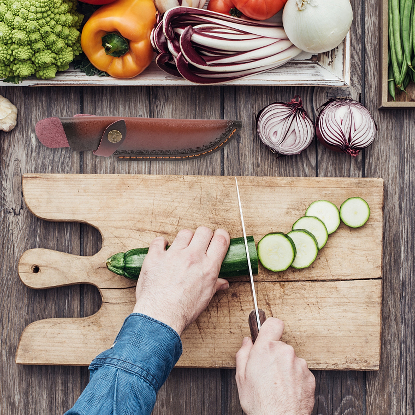 SKÓRZANE ETUI NA NOŻYCE Z OCHRONĄ Marka bez marki