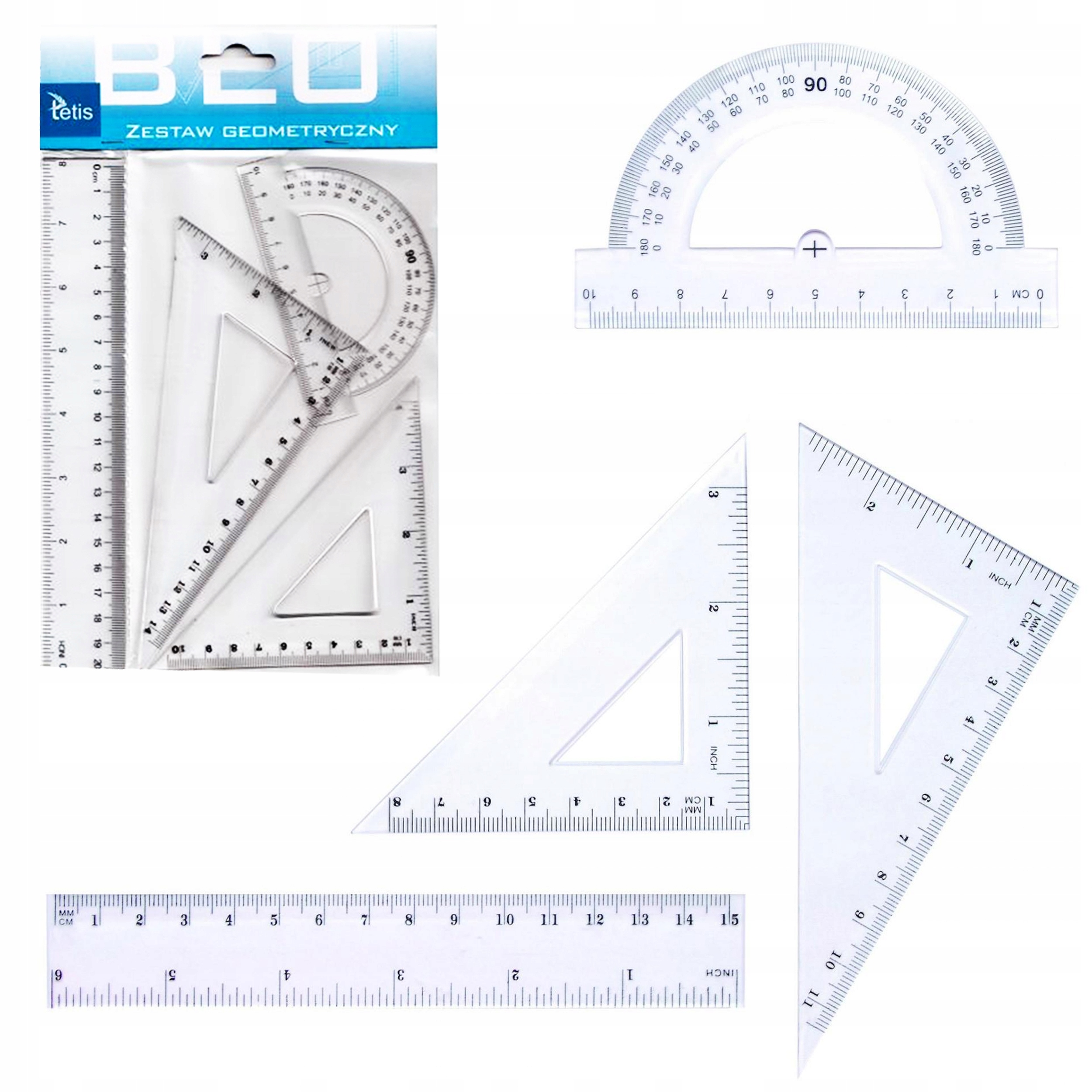 

Zestaw Geometryczny Szkolny BL001-AK Tetis 4 Elem.