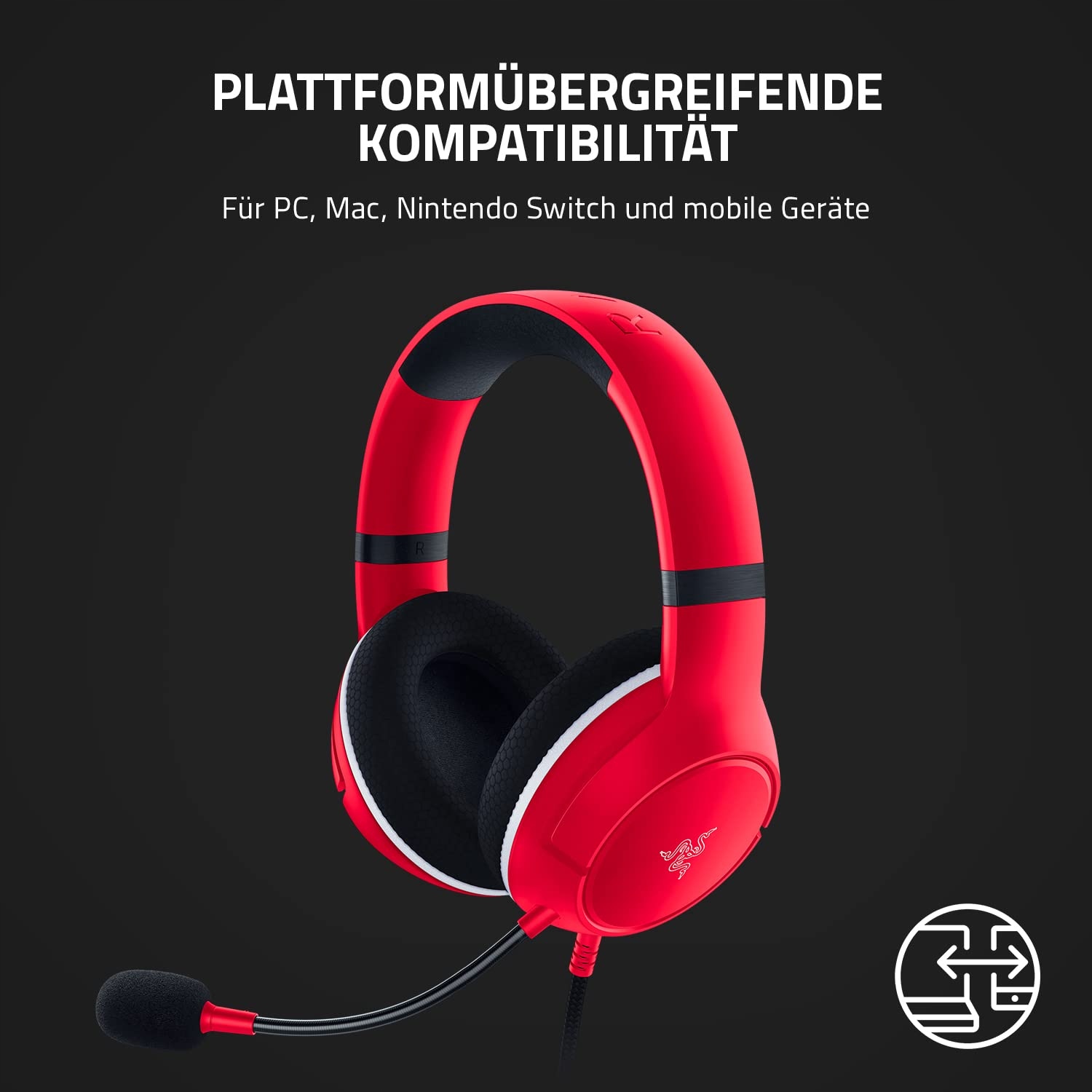 RAZER Kaira X Przewodowe Słuchawki Gamingowe Xbox Series X S Czerwone — miniatura 8