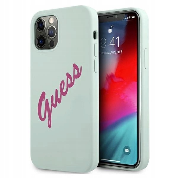 Etui Guess Silicone Vintage na iPhone 12 iPhone 12 Pro niebiesko-różowe