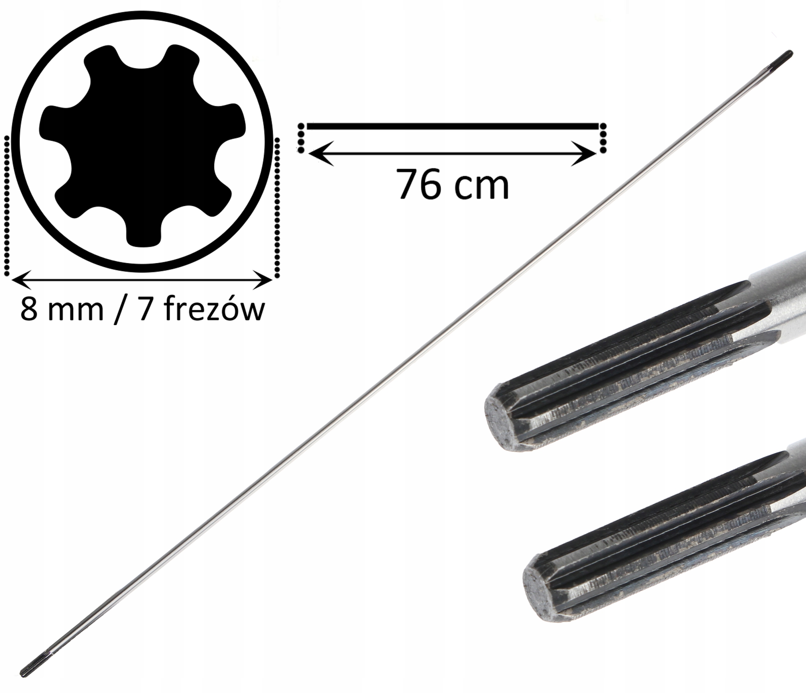 Wałek napędowy oś kosy spalinowej wał 7 frezów 8 mm 76 CM