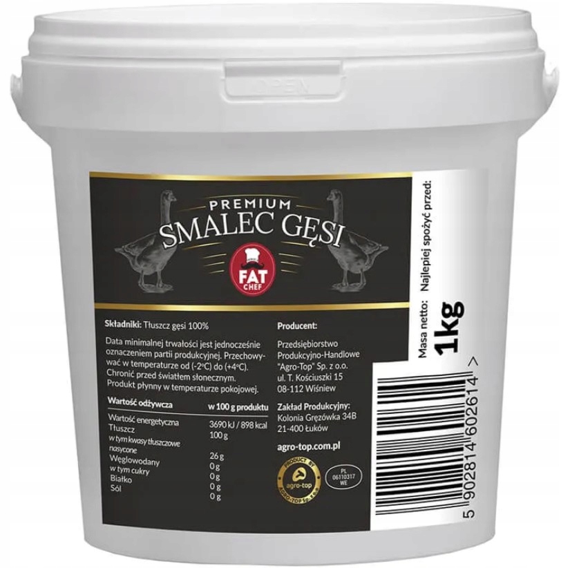 Levně Agro-top Husí Sádlo Premium keto Fat Chef 1kg kbelík