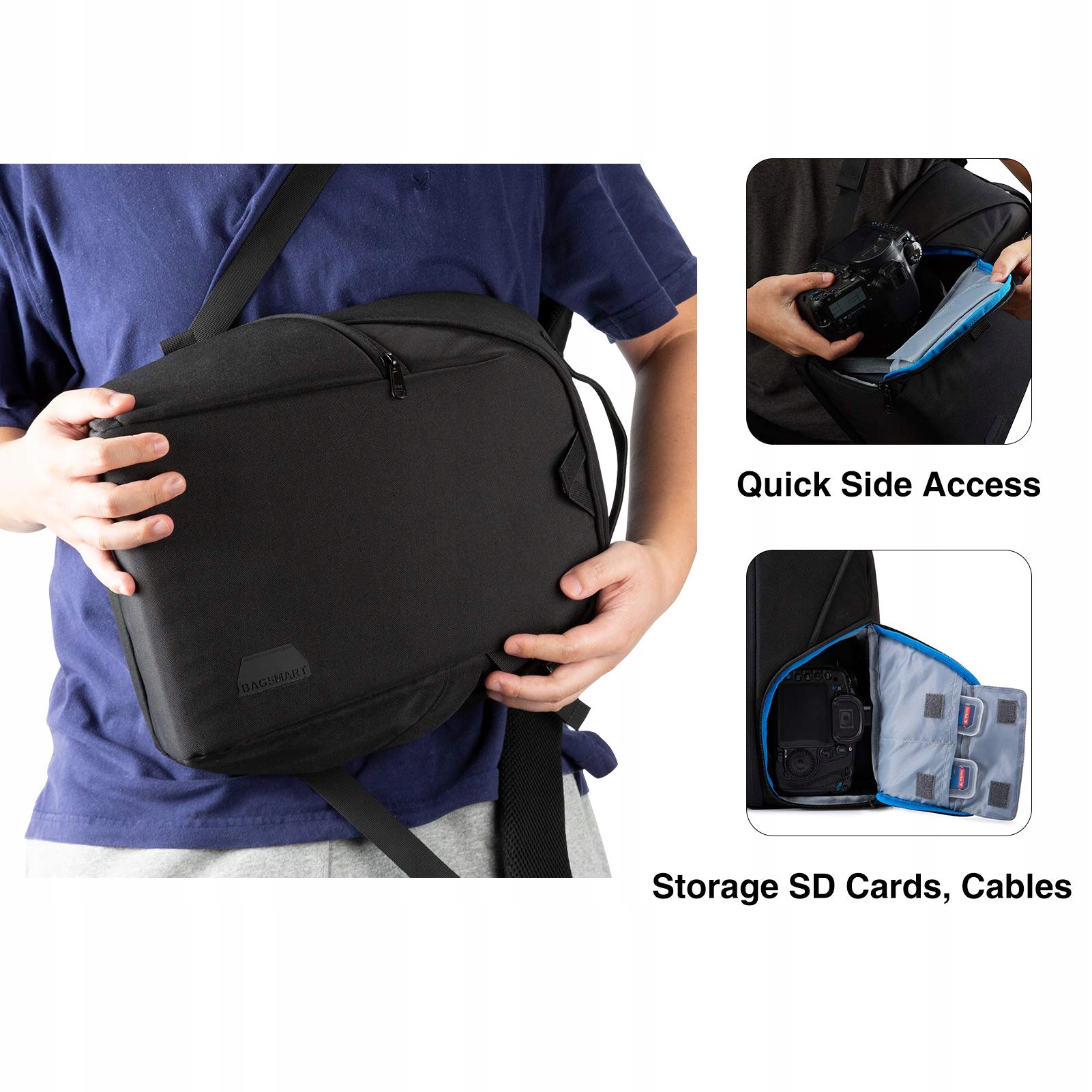 BAGSMART Plecak Na Aparat DSLR SLR Na Laptop 13 Cal Wodoodporny Czarny — miniatura 5