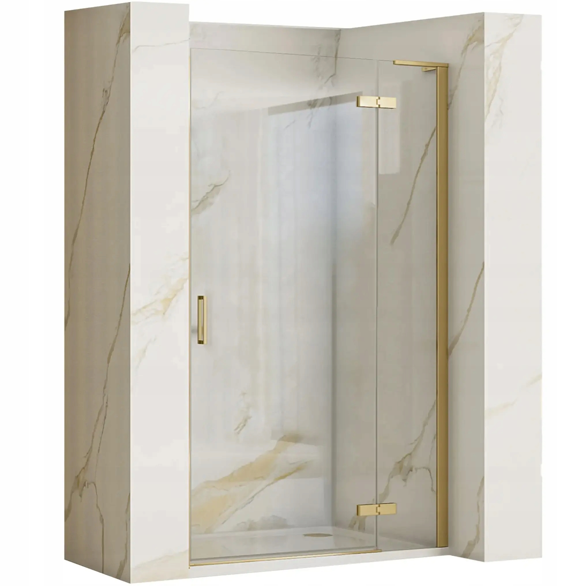 Drzwi Prysznicowe 80 cm Uchylne Rea Hugo Gold Złote Do wnęki 78,5-80,5 cm