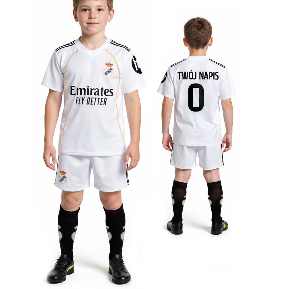 Strój Piłkarski z własnym nadrukiem Mbappe Twój Nadruk getry 158 cm