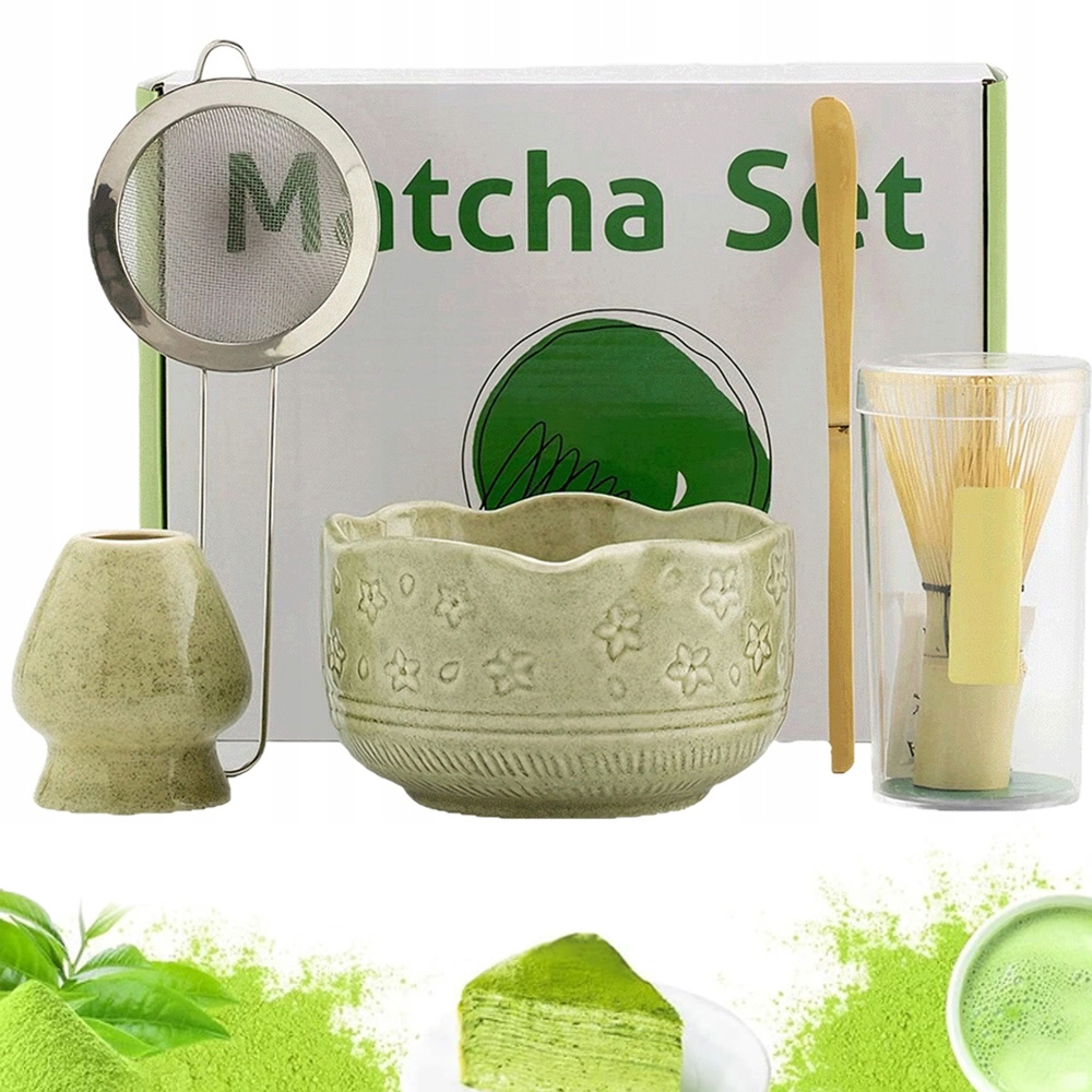 Levně Autentický Keramický Set Matcha Bambus Zelený Je Ideální Jako Dárek
